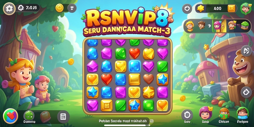 Tampilan menarik game RSNVIP8 dengan gameplay Match-3.