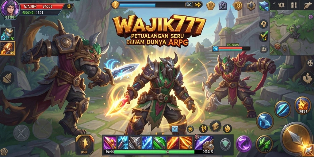 Tangkapan layar gameplay WAJIK777 dengan pertarungan epik dan karakter yang menarik.