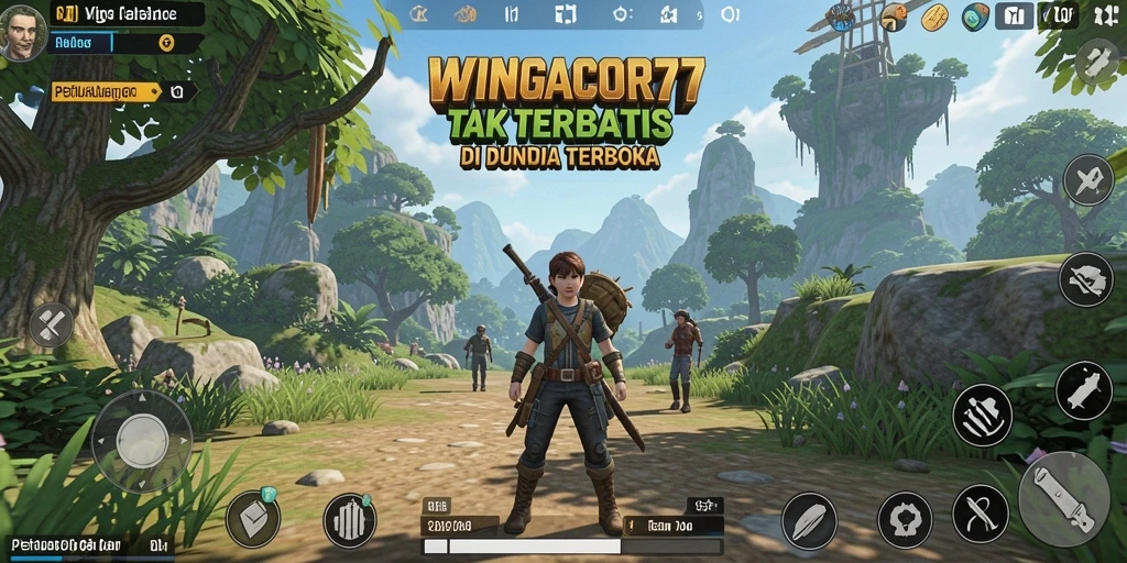 Screenshot gameplay WINGACOR77 menunjukkan suasana dunia terbuka yang indah.